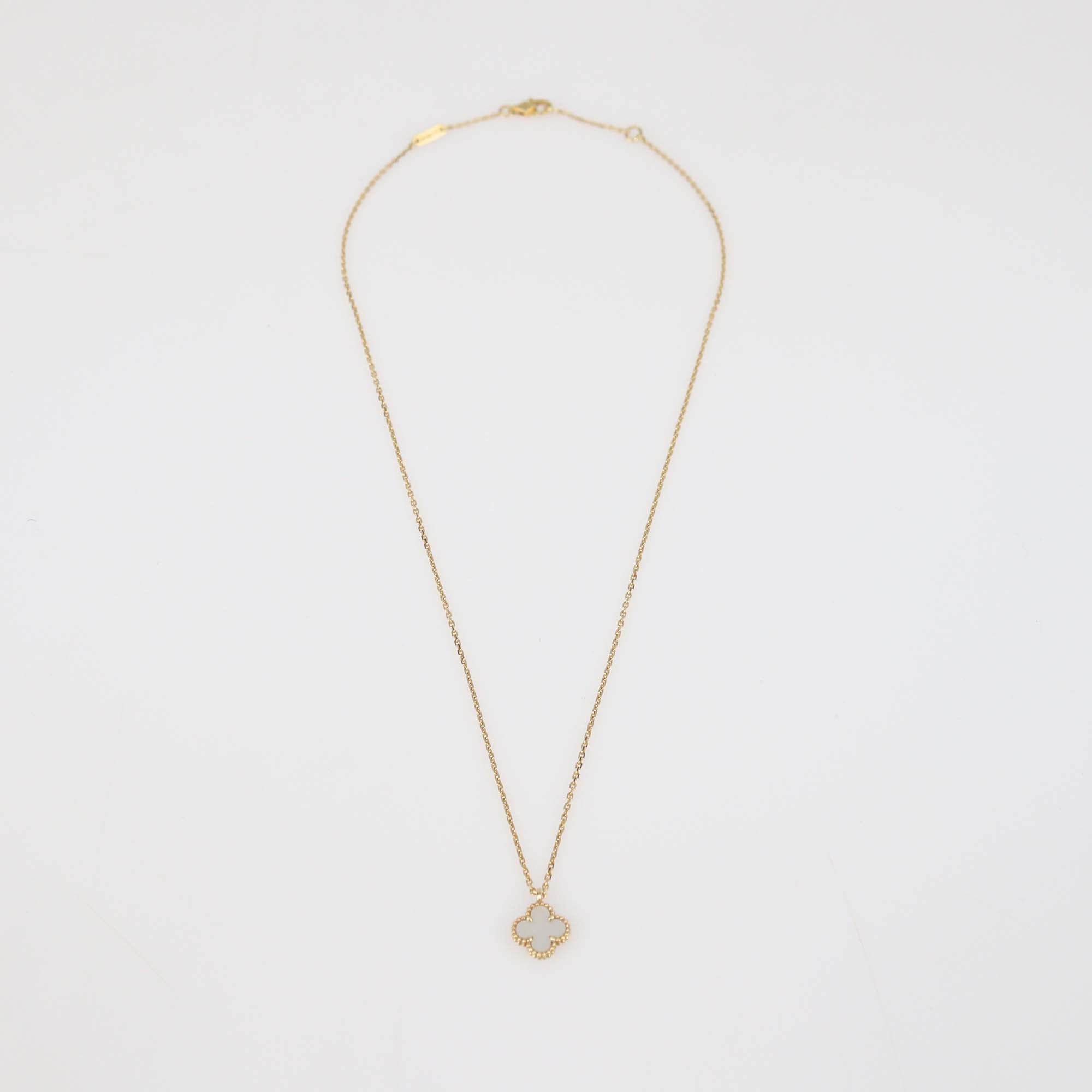 Van Cleef & Arpels 18K Yellow Gold Mother Of Pearl Sweet Alhambra Necklace