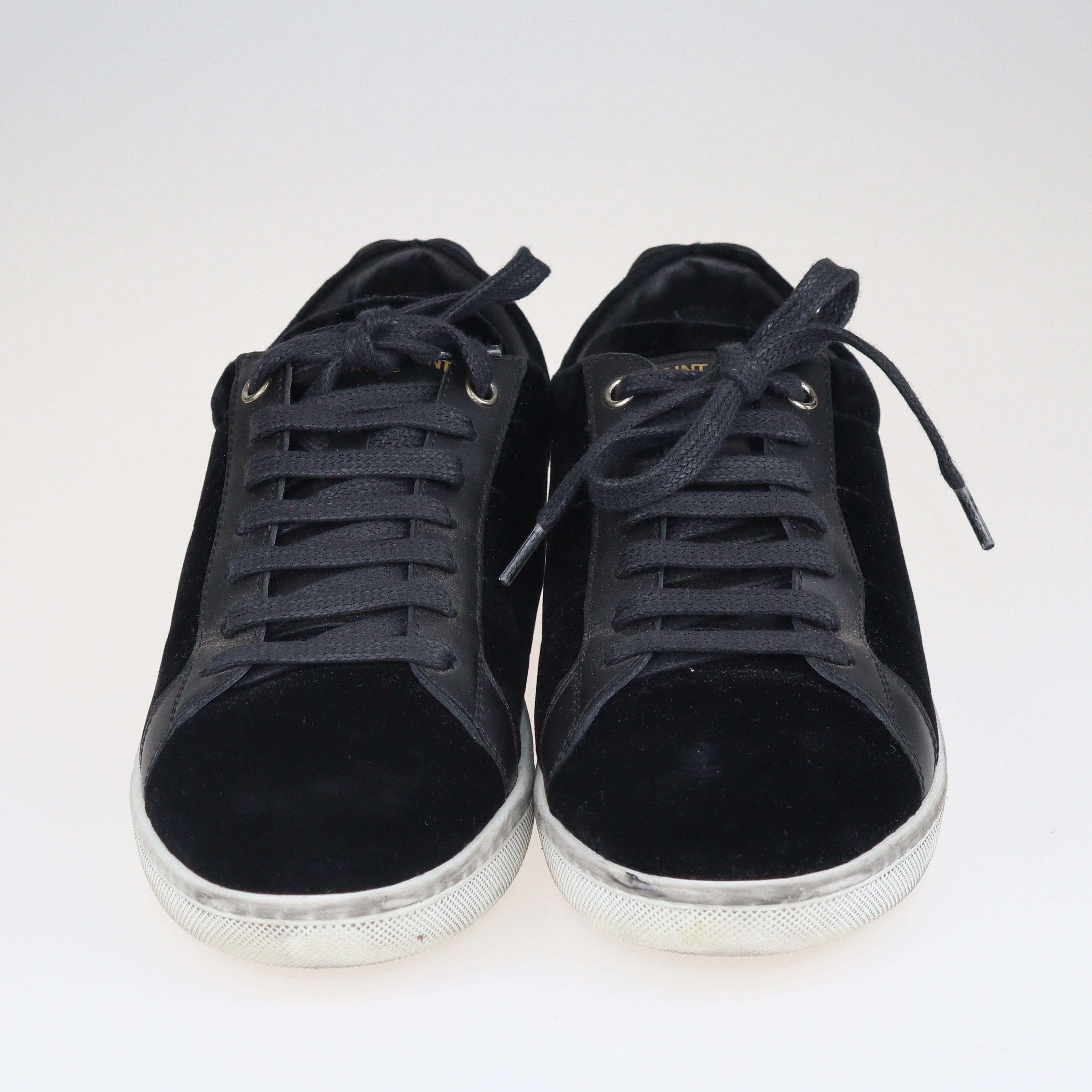 Black Signature Court Lips Low Top Sneakers Shoes Saint Laurent 