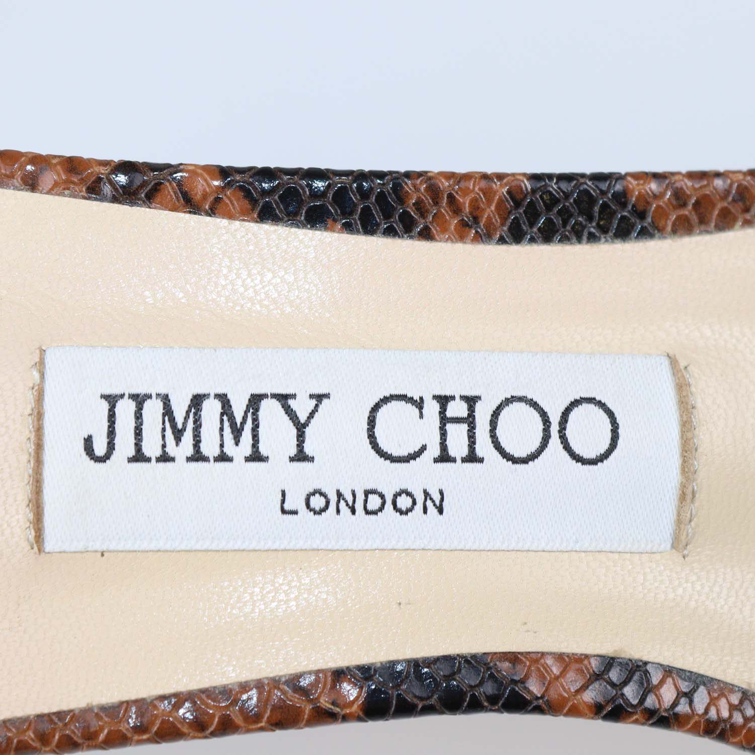 Jimmy Choo Brown/Black Python Embossed Leather Stacey Mules