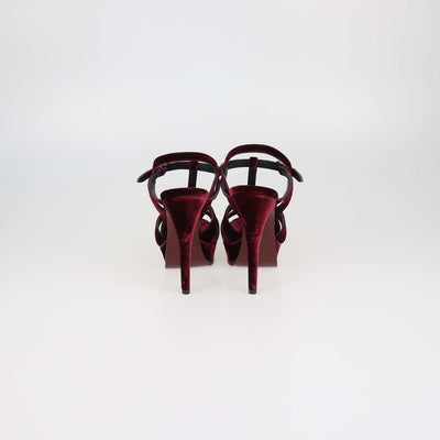 Saint Laurent Burgundy Velvet Tribute Platform Sandals