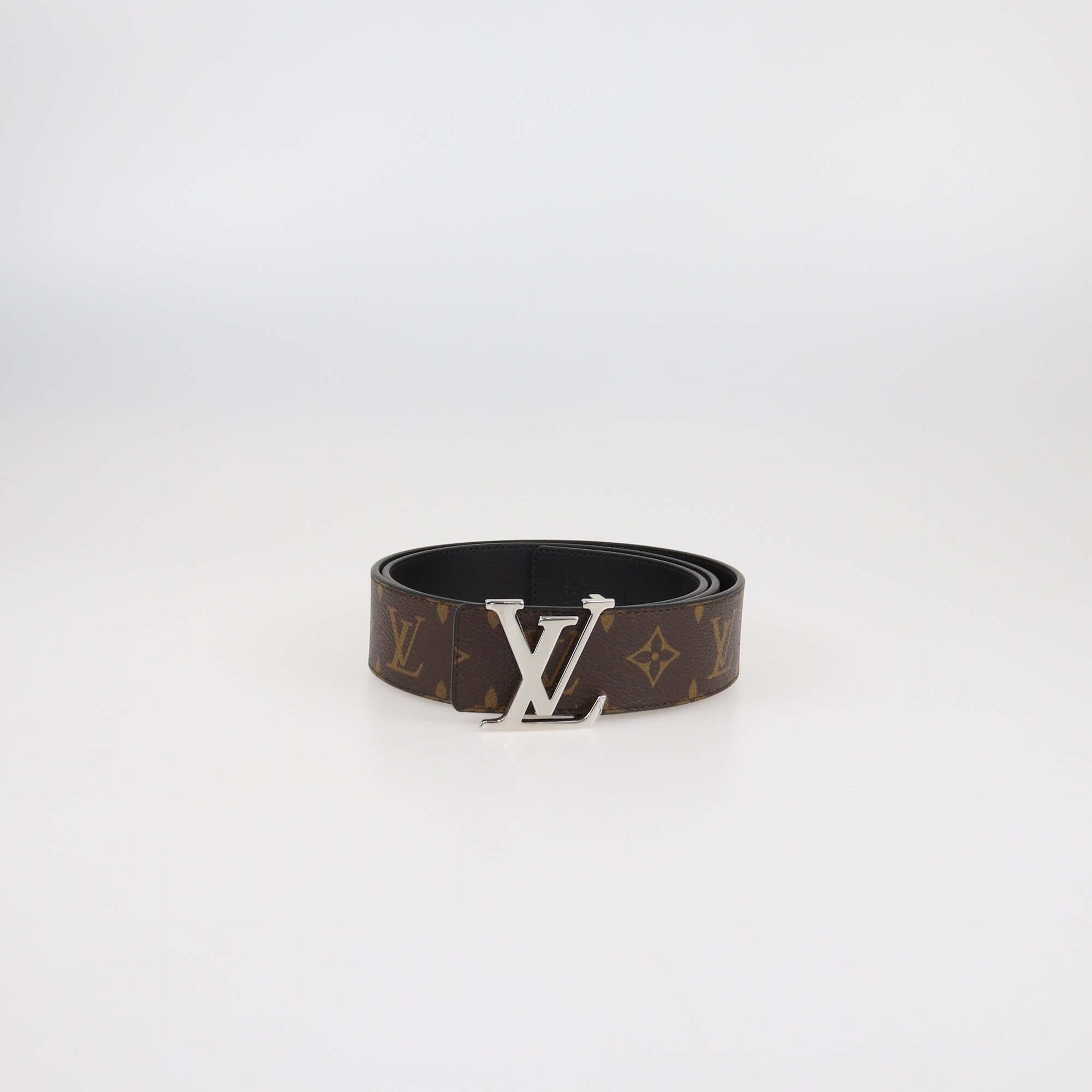 Louis Vuitton Black/Monogram Canvas & Leather Reversible 40MM Initiales Belt Mens Louis Vuitton 