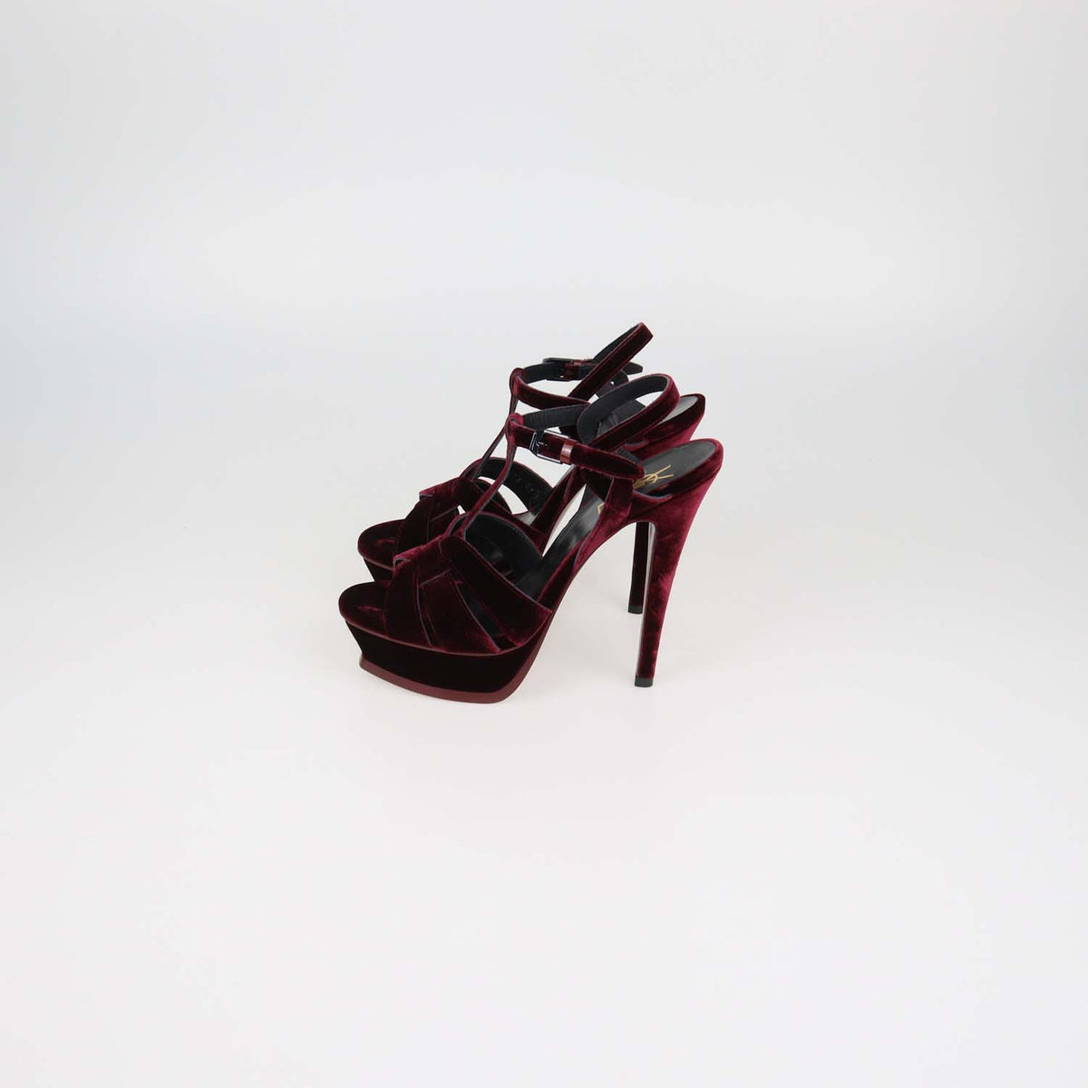 Saint Laurent Burgundy Velvet Tribute Platform Sandals