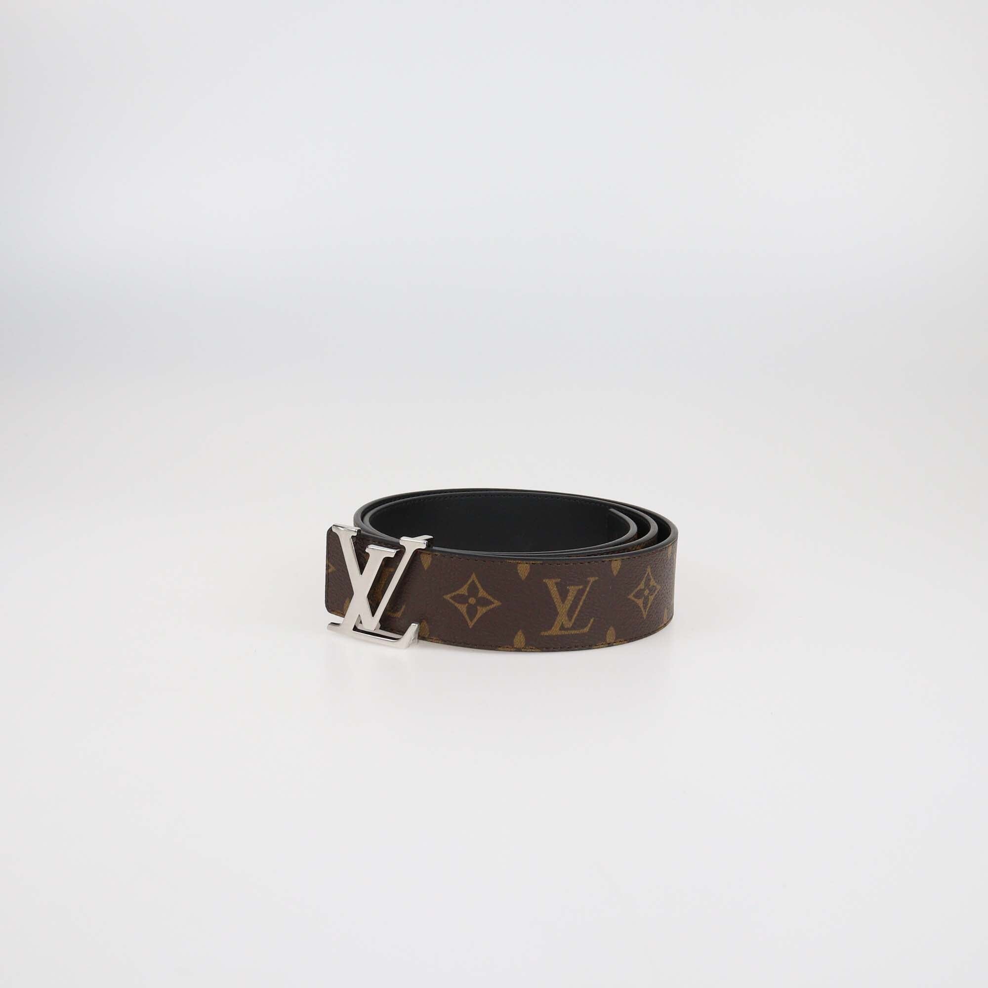 Louis Vuitton Black/Monogram Canvas & Leather Reversible 40MM Initiales Belt Mens Louis Vuitton 