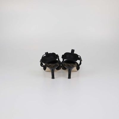 Fendi Black/Brown Zucca Fabric Colibri Lite Slingback Pumps