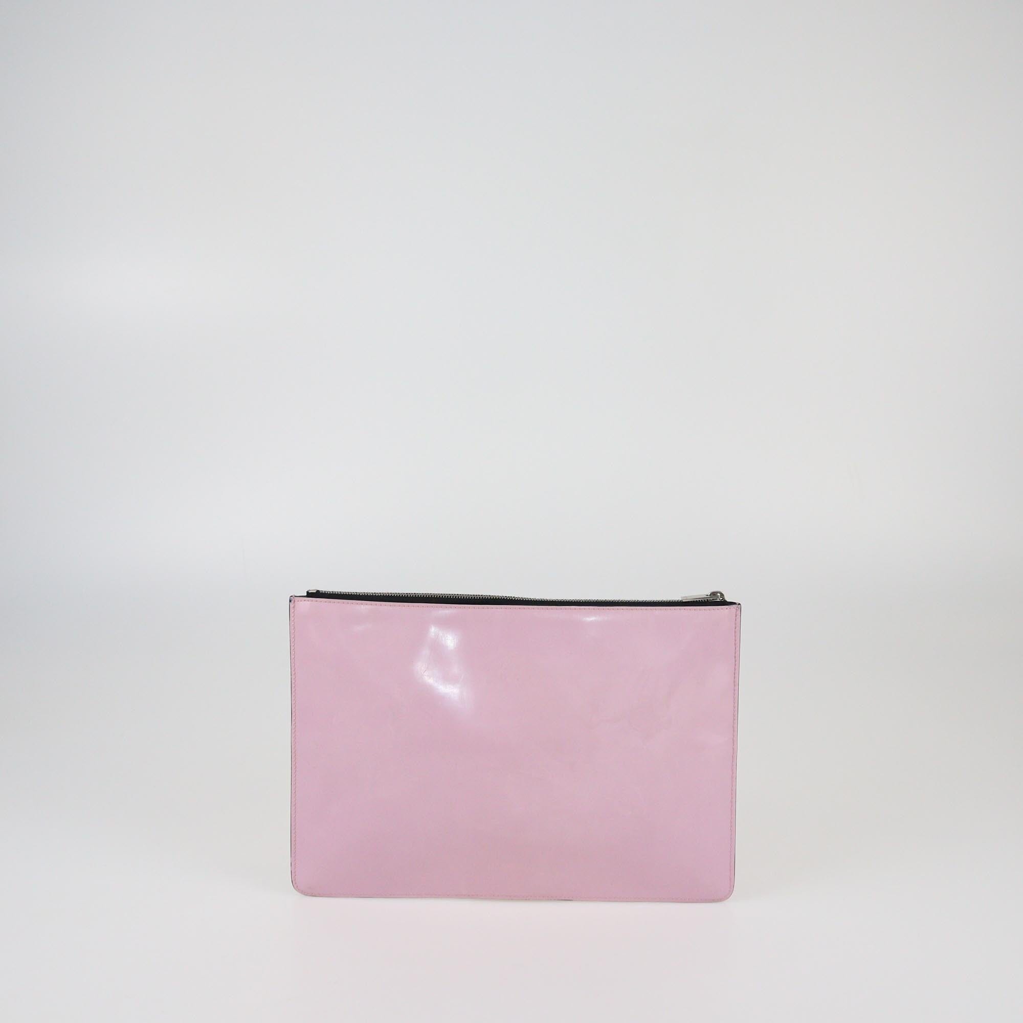 Celine Pink Patent Zip Flat Pouch Womens Celine 