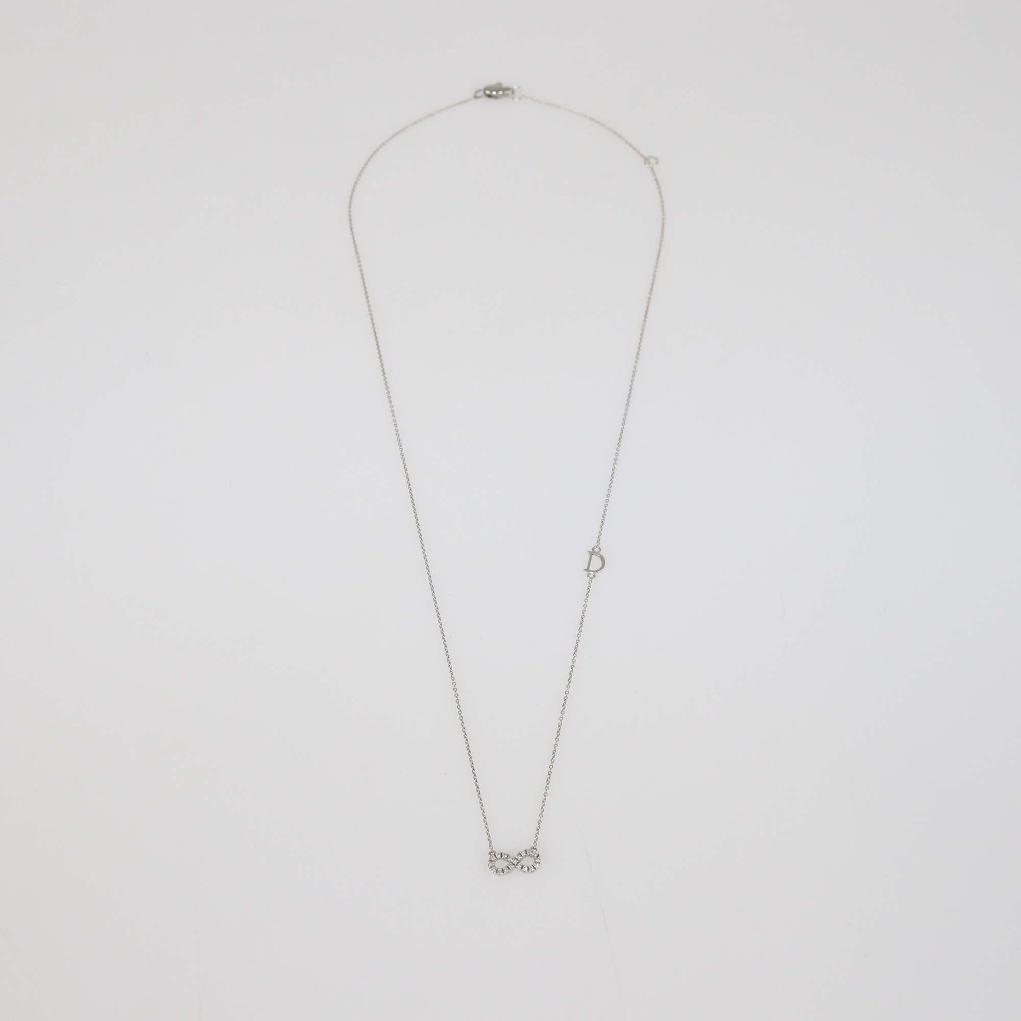 Damiani 18K White Gold Infinity Diamond Pendant Necklace
