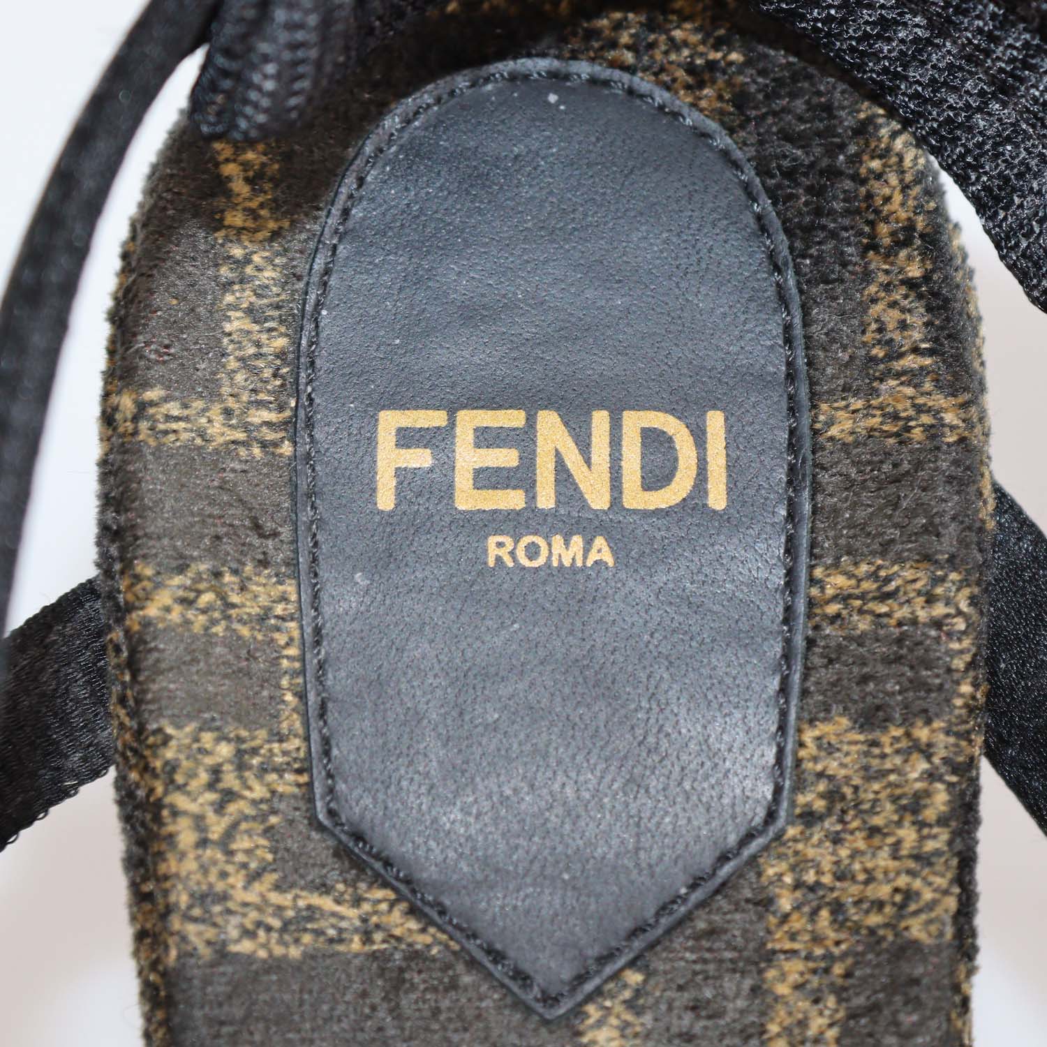 Fendi Black/Brown Zucca Fabric Colibri Lite Slingback Pumps