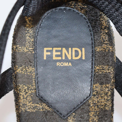Fendi Black/Brown Zucca Fabric Colibri Lite Slingback Pumps