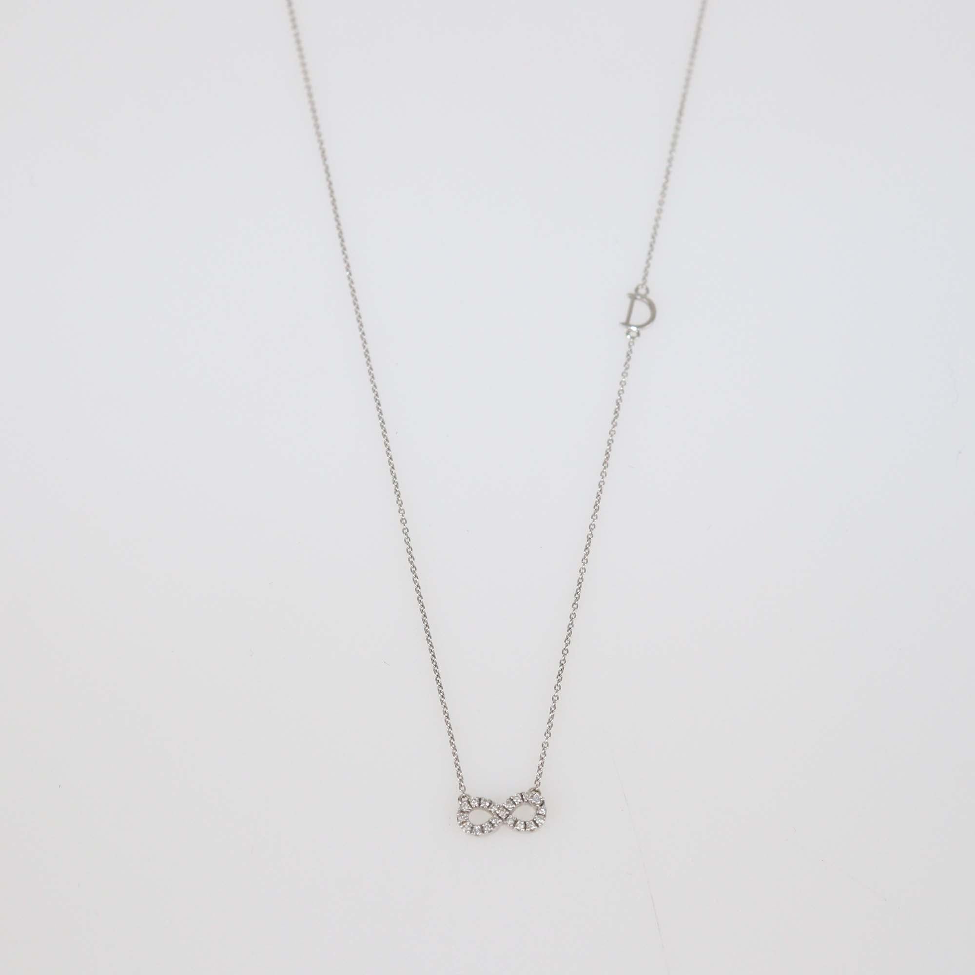 Damiani 18K White Gold Infinity Diamond Pendant Necklace