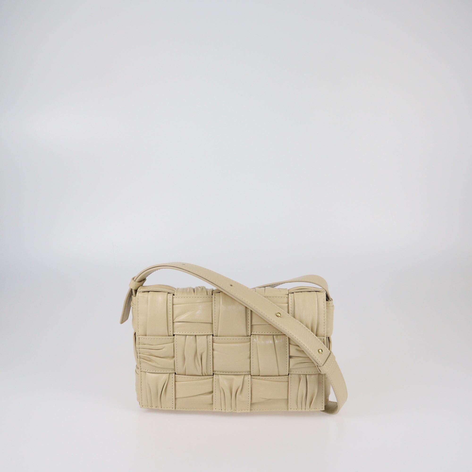 Bottega Veneta Light Beige Plisse Intreccio Cassette Shoulder Bag Womens Bottega Veneta 