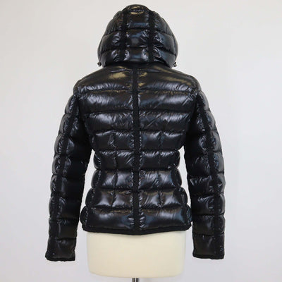 Moncler Black Nylon Puffer Fur Trim Hooded Jacket