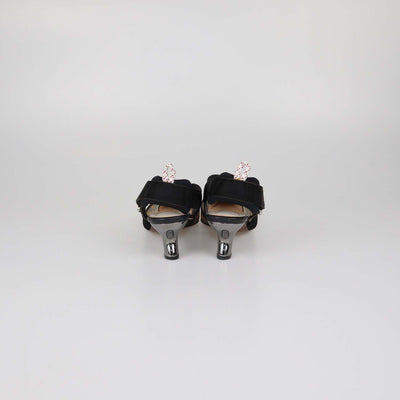 Fendi Black/Brown Zucca Mesh Colibri Slingback Pumps