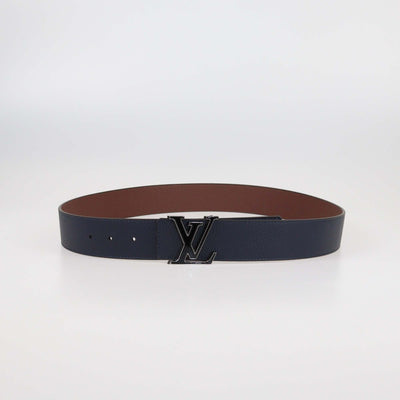 Louis Vuitton Navy Blue/Brown Leather LV Tilt Reversible Belt Mens Louis Vuitton 