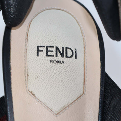Fendi Black/Brown Zucca Mesh Colibri Slingback Pumps