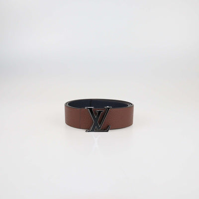 Louis Vuitton Navy Blue/Brown Leather LV Tilt Reversible Belt Mens Louis Vuitton 