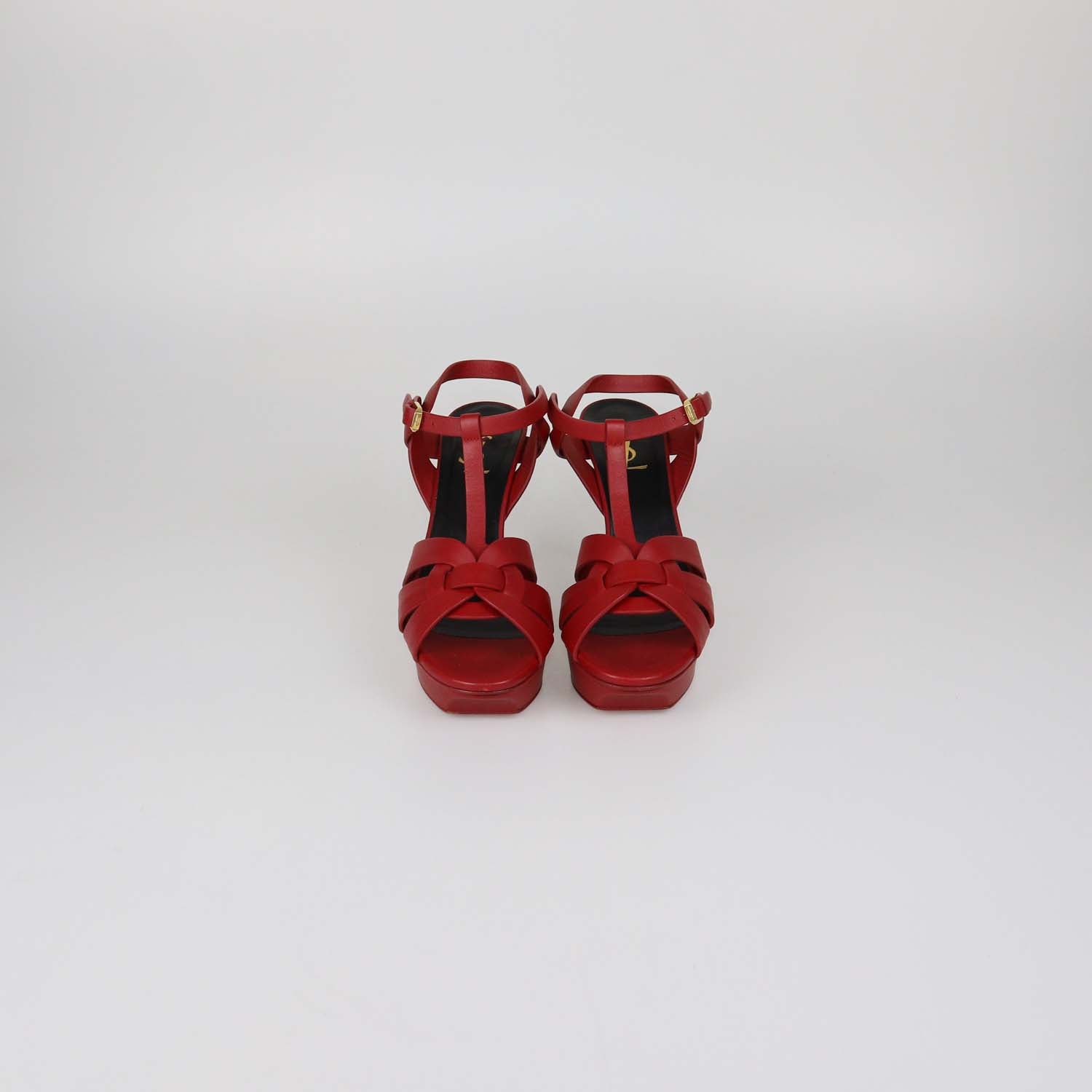 Saint Laurent Red Leather Tribute Platform Sandals