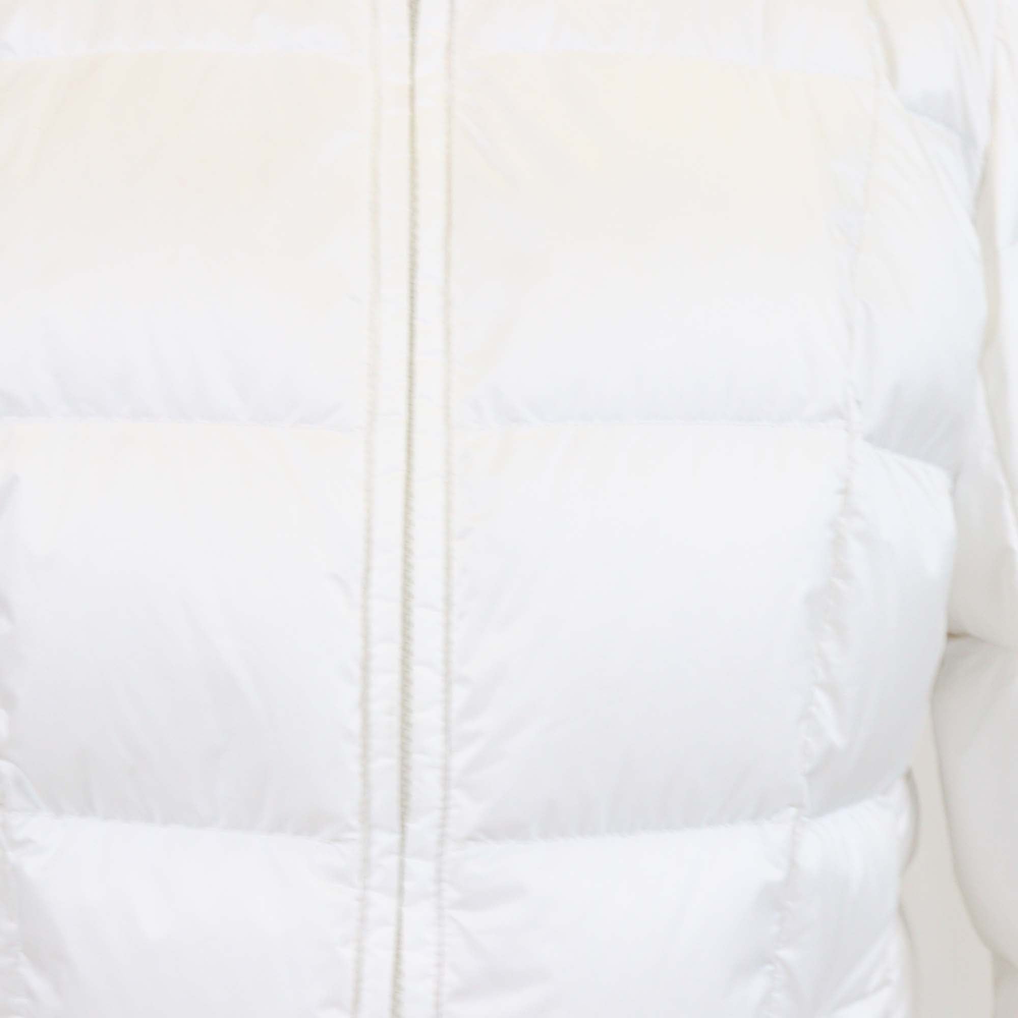 Bogner x Goan Thylmann White Nylon Puffer Logo Patch Double Zip Hoodie Jacket