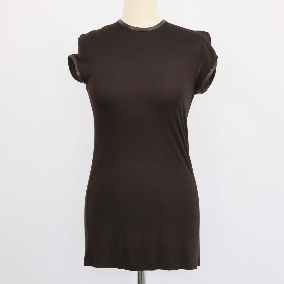 Givenchy Brown Viscose and Leather Zip Sleeveless Top