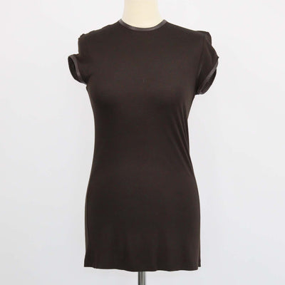 Givenchy Brown Viscose and Leather Zip Sleeveless Top