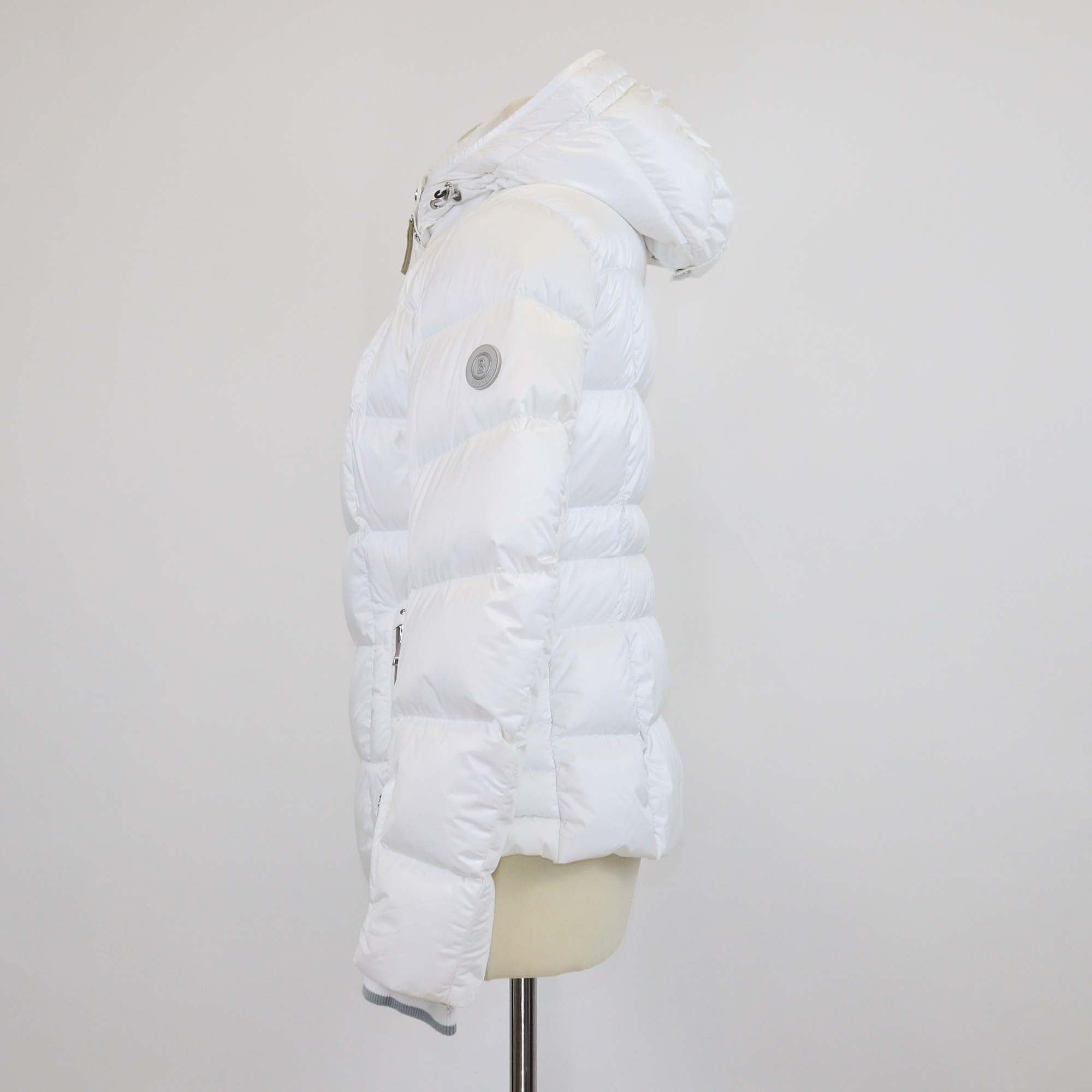 Bogner x Goan Thylmann White Nylon Puffer Logo Patch Double Zip Hoodie Jacket