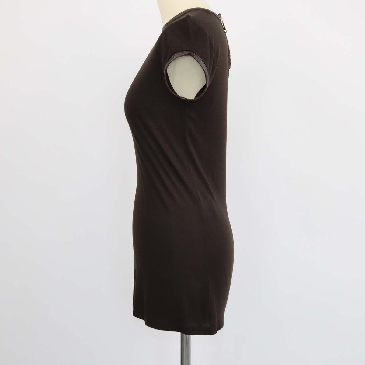 Givenchy Brown Viscose and Leather Zip Sleeveless Top