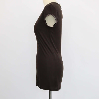 Givenchy Brown Viscose and Leather Zip Sleeveless Top