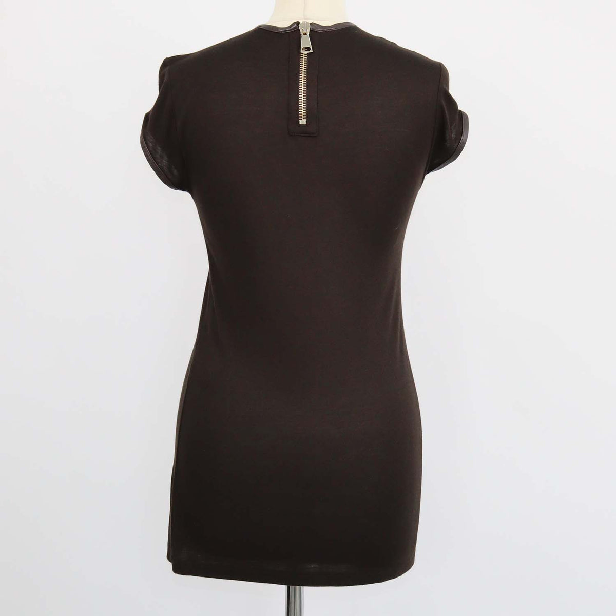 Givenchy Brown Viscose and Leather Zip Sleeveless Top