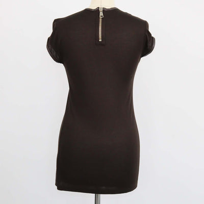 Givenchy Brown Viscose and Leather Zip Sleeveless Top