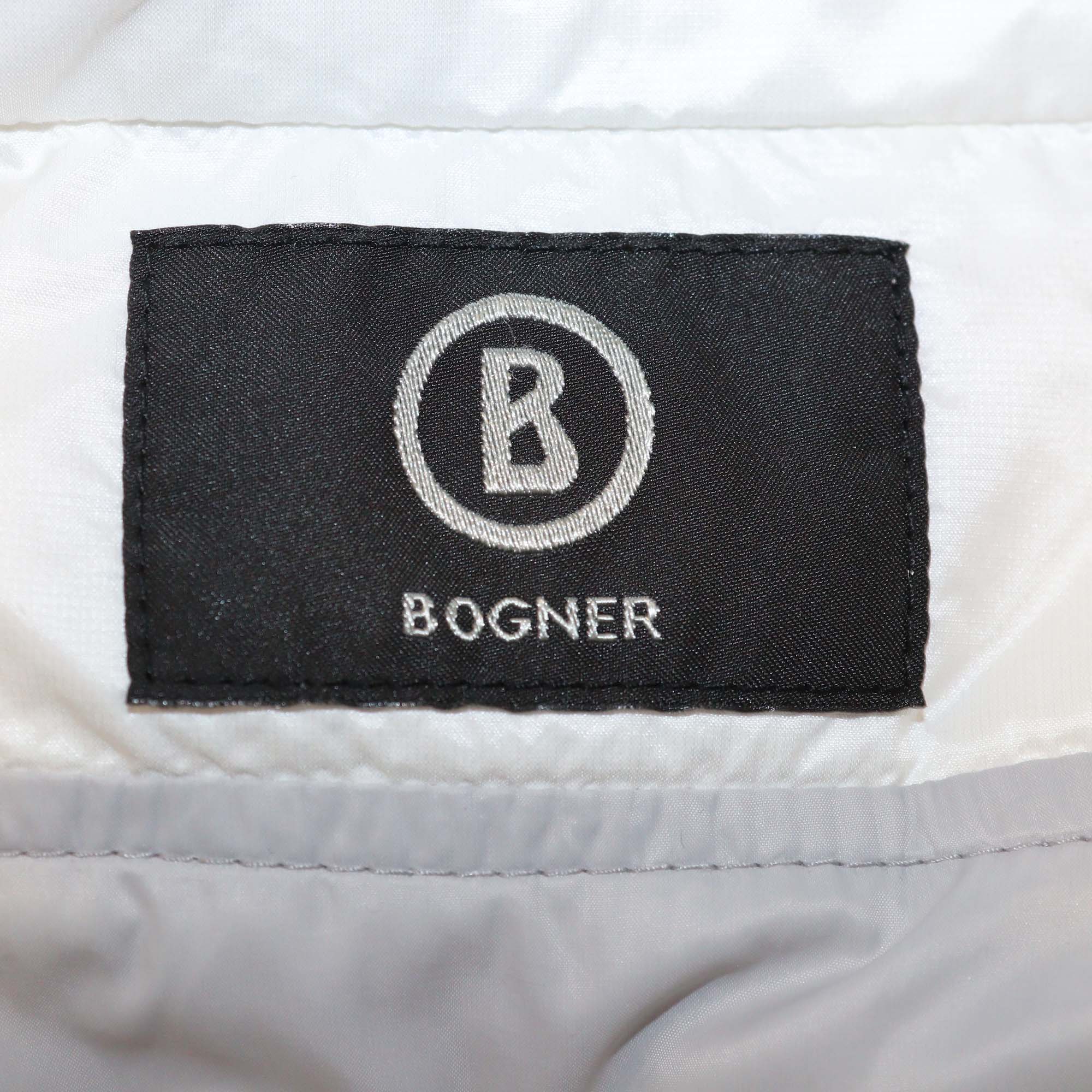 Bogner x Goan Thylmann White Nylon Puffer Logo Patch Double Zip Hoodie Jacket
