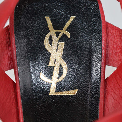 Saint Laurent Red Leather Tribute Platform Sandals