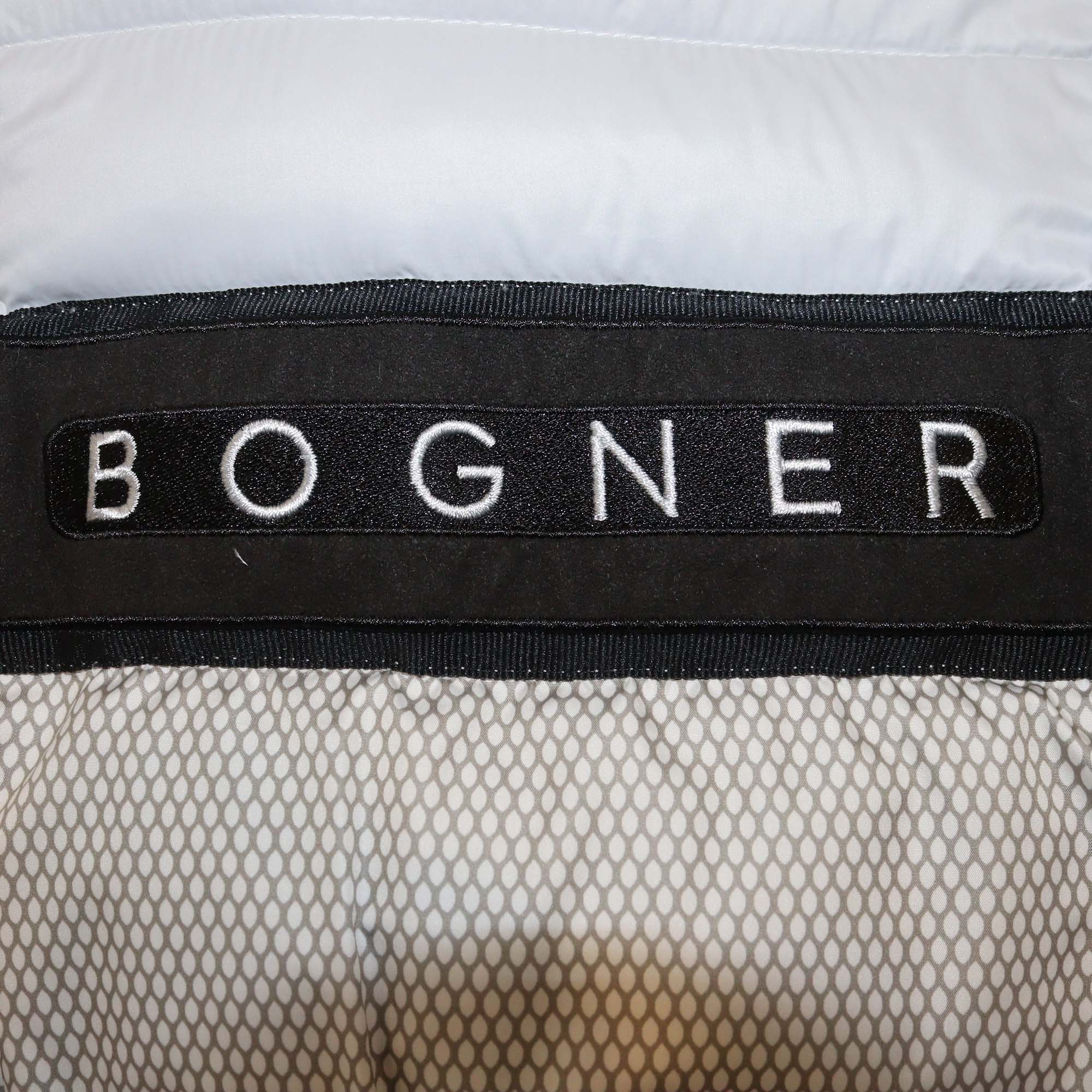 Bogner x Goan Thylmann White Nylon Puffer Logo Patch Double Zip Hoodie Jacket