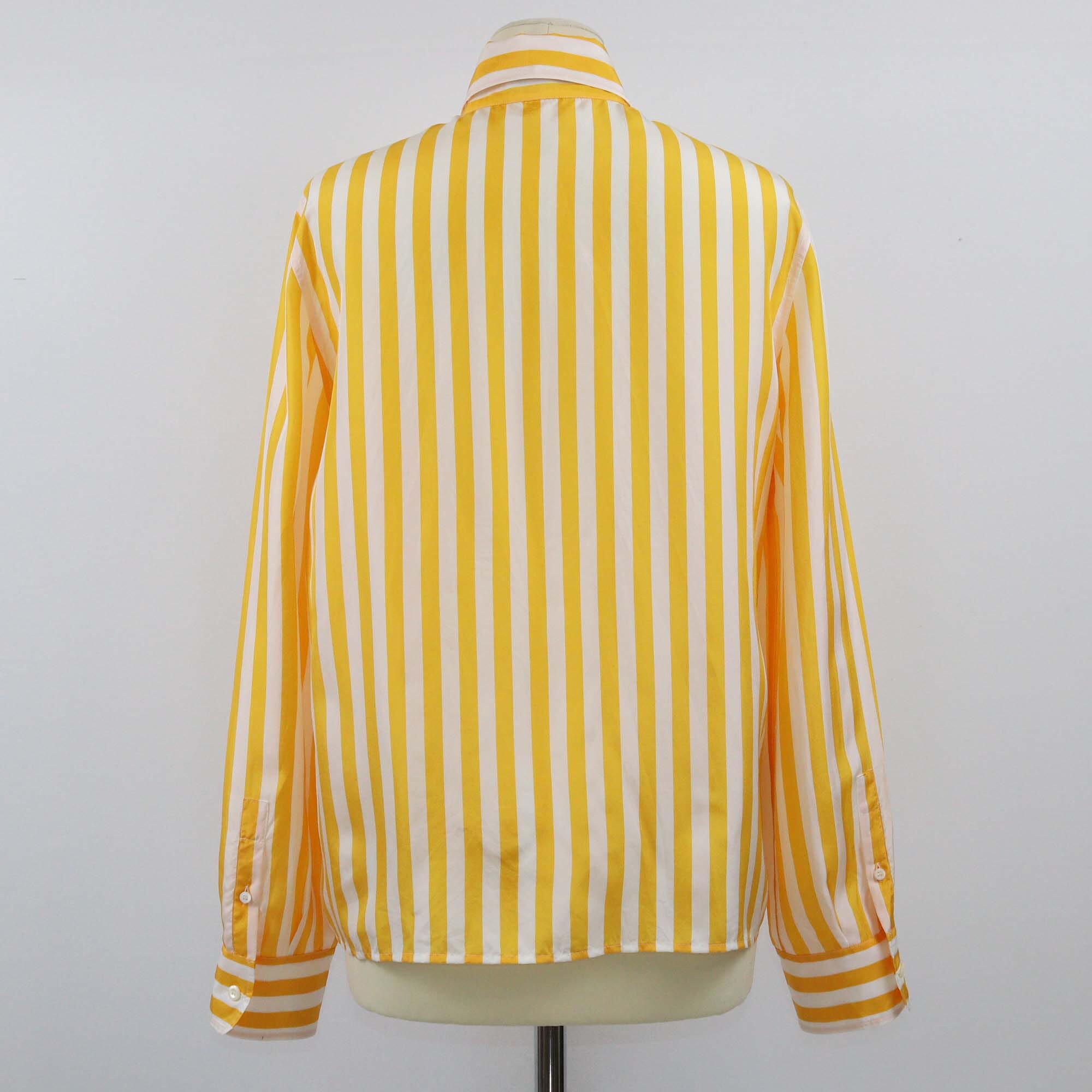 Prada Yellow/White Striped Long Sleeve Shirt Womens Prada 