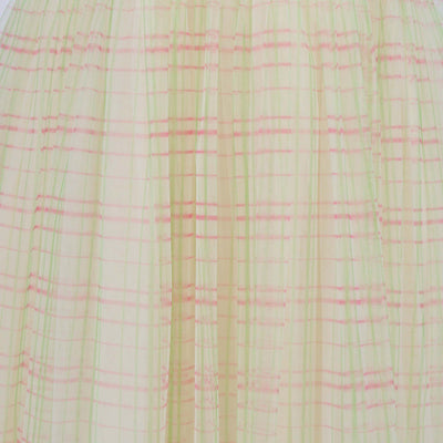 Marni Kids Light Yellow Cotton Check Print Mesh Skirt Logo Embroidered Short Sleeve Dress