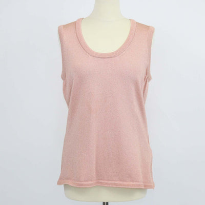 M Missoni Metallic Peach Jersey Scoop Neck Top