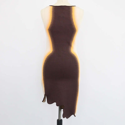 PH5 Tricolor Blend Viscose Aster Wavy Asymmetrical Dress