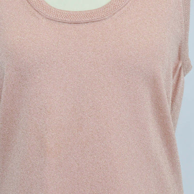 M Missoni Metallic Peach Jersey Scoop Neck Top