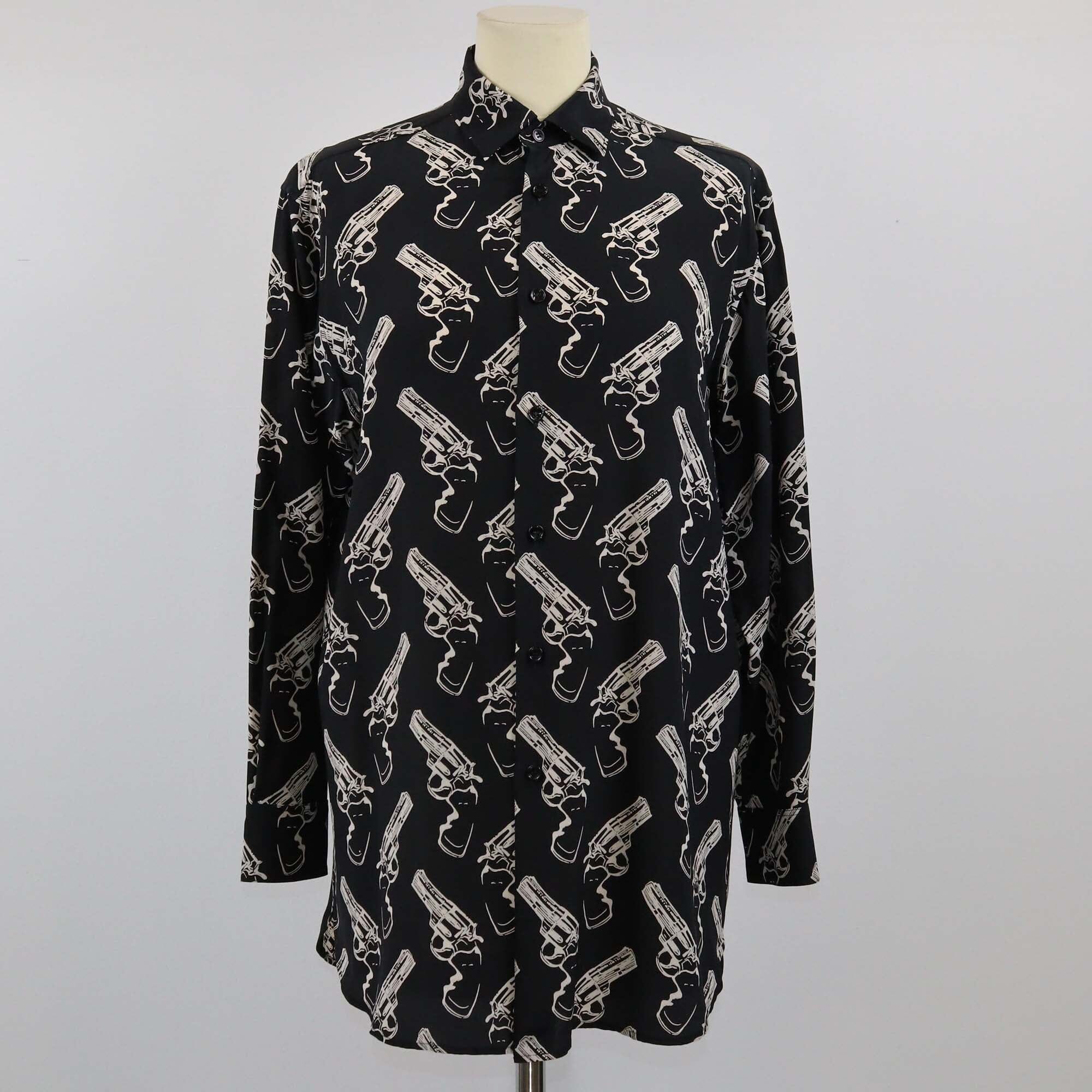 Saint Laurent Black Gun Print Long Sleeve Shirt Womens Saint Laurent 