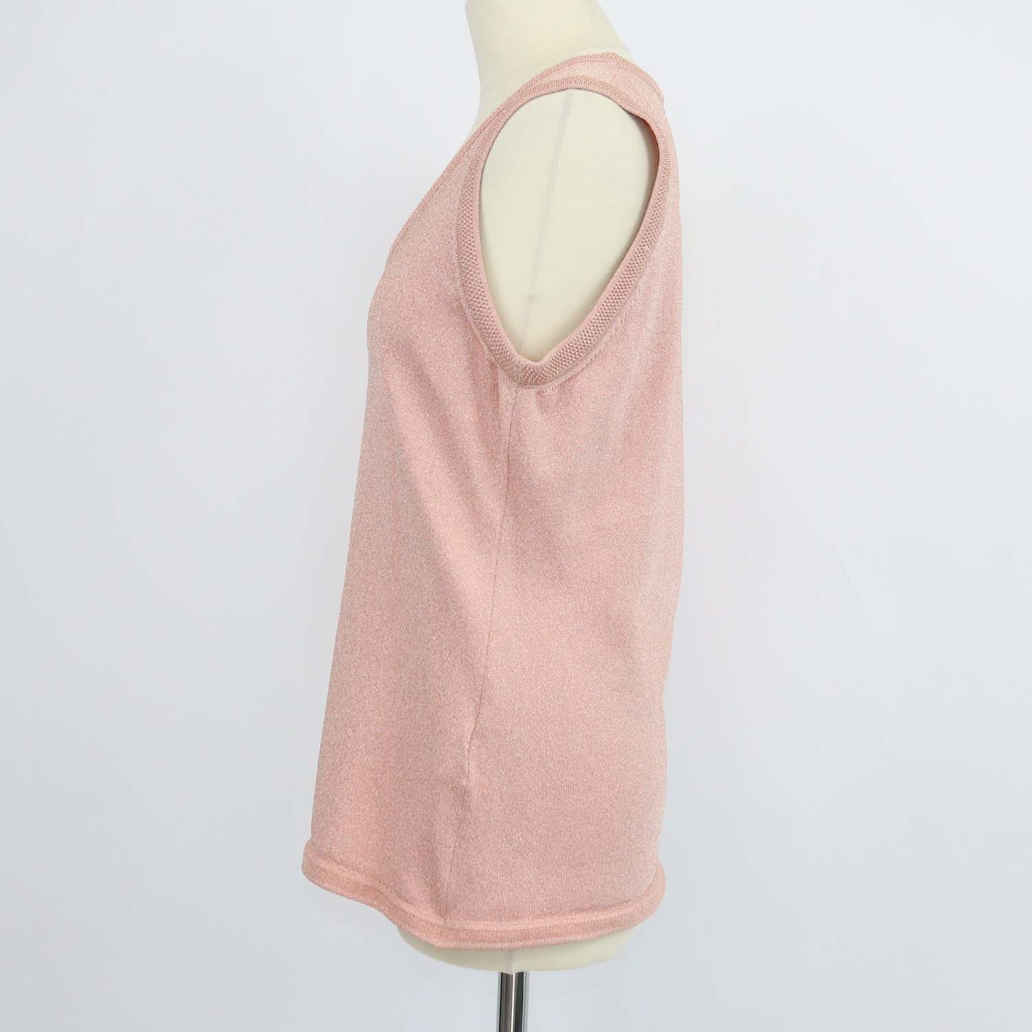 M Missoni Metallic Peach Jersey Scoop Neck Top