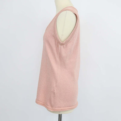 M Missoni Metallic Peach Jersey Scoop Neck Top