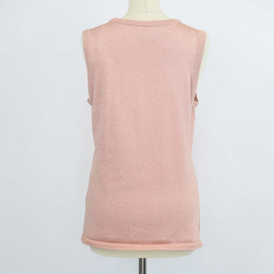 M Missoni Metallic Peach Jersey Scoop Neck Top