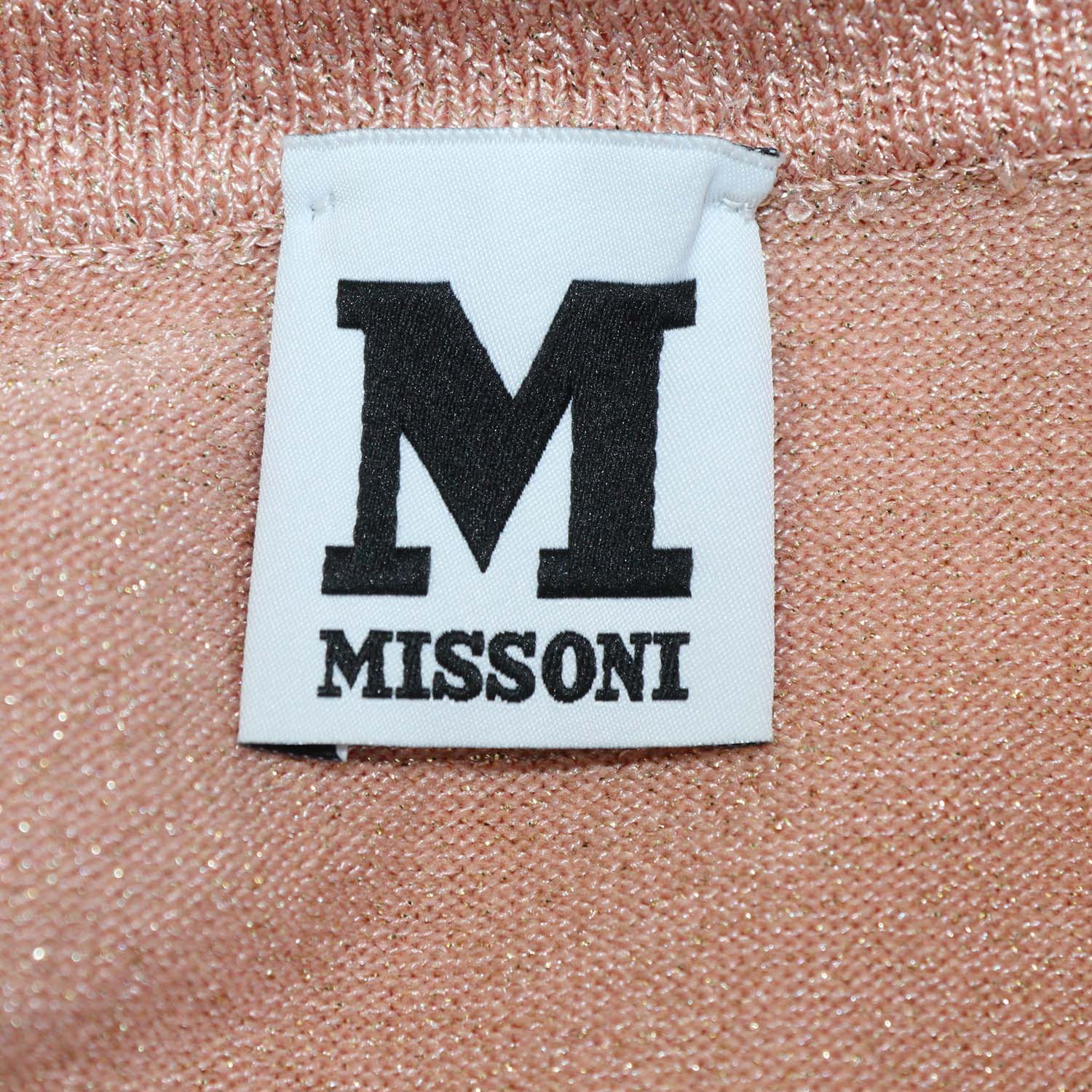 M Missoni Metallic Peach Jersey Scoop Neck Top