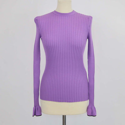 Emilio Pucci Purple Blend Viscose Ribbed Knit Sweater