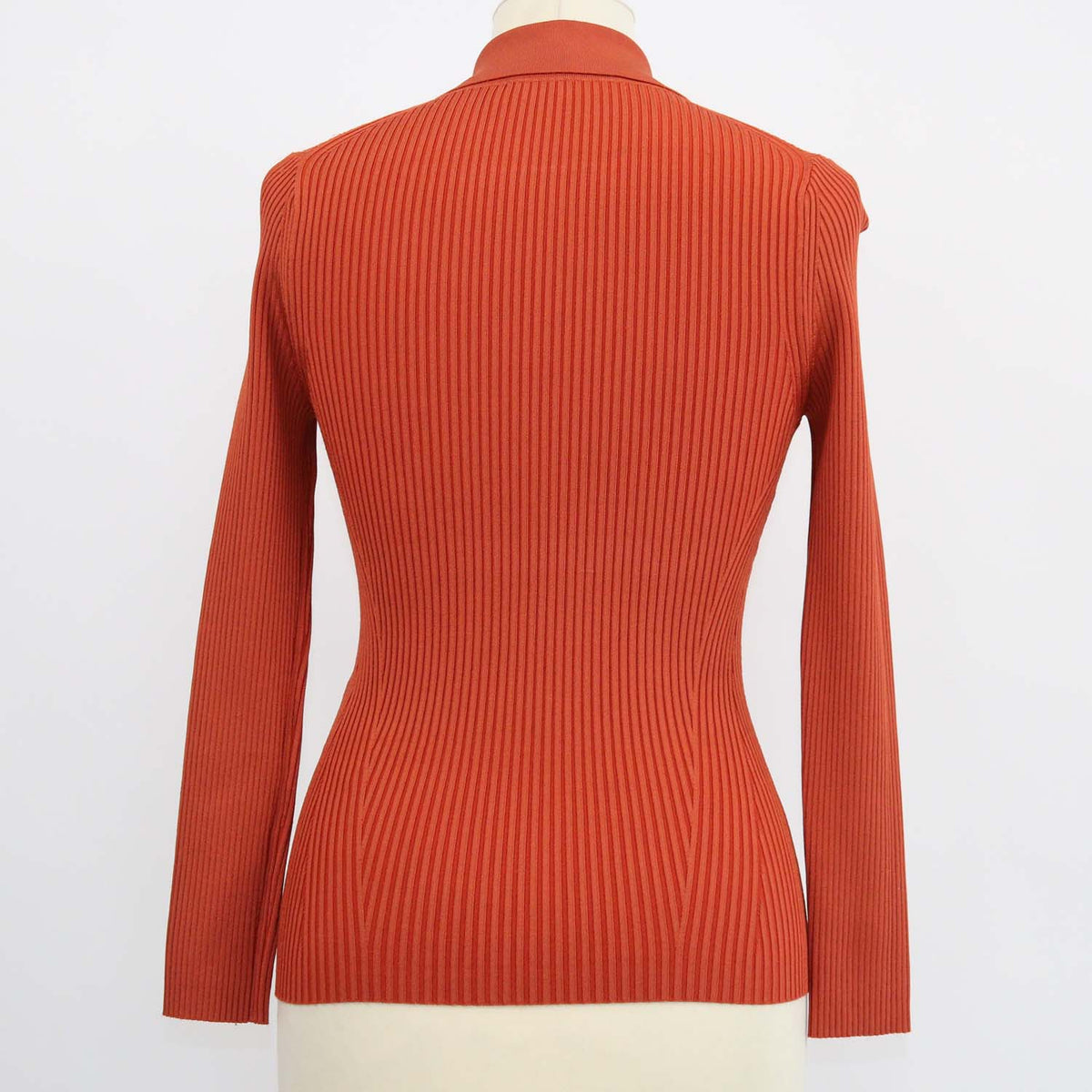 Zimmermann Brick Orange Blend Viscose Knitted Long Sleeve Polo Shirt