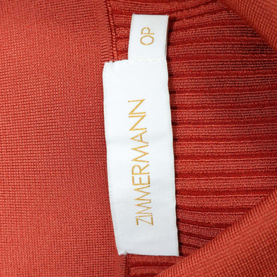 Zimmermann Brick Orange Blend Viscose Knitted Long Sleeve Polo Shirt
