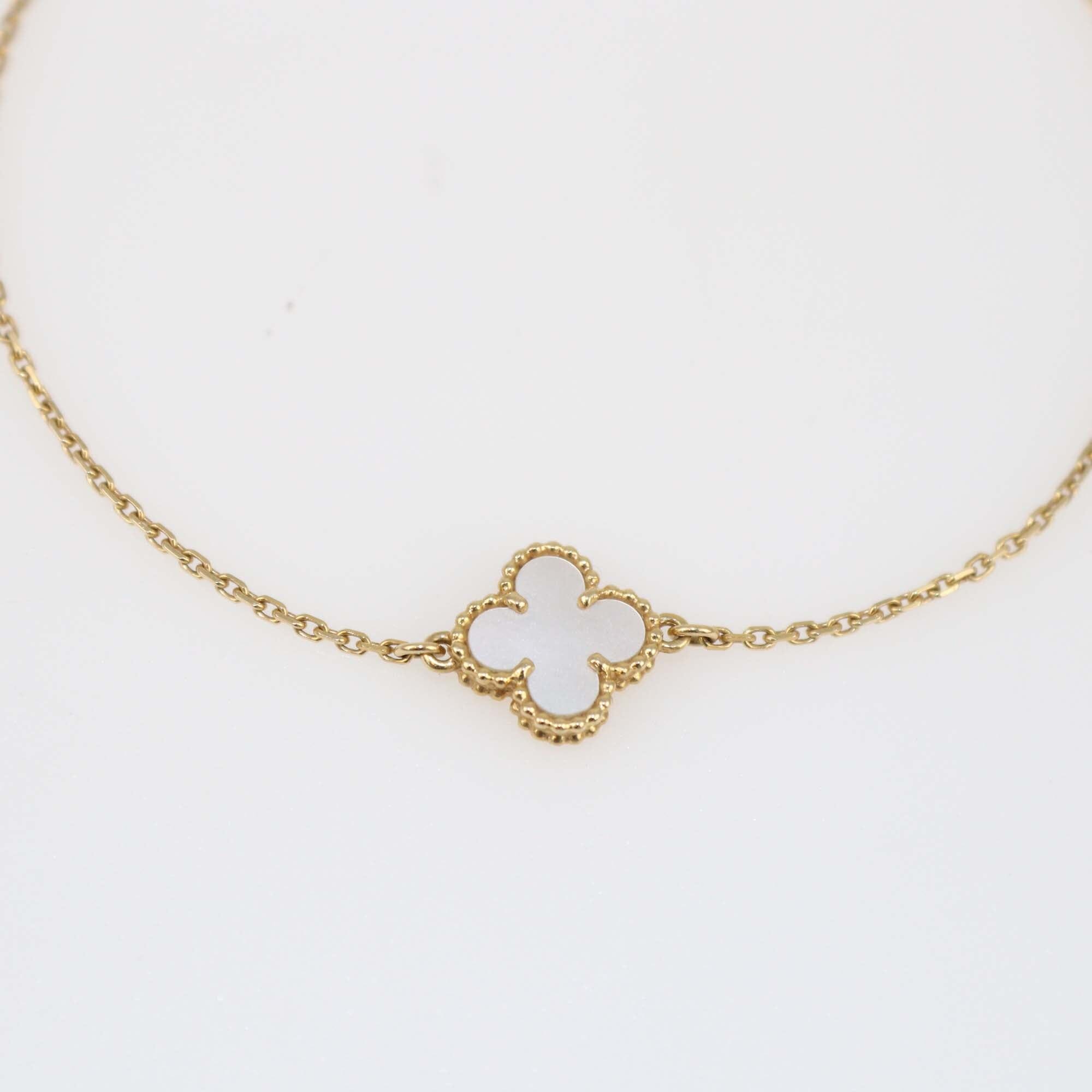 Van Cleef & Arpels 18K Yellow Gold Mother Of Pearl Sweet Alhambra Bracelet Womens Van Cleef & Arpels 