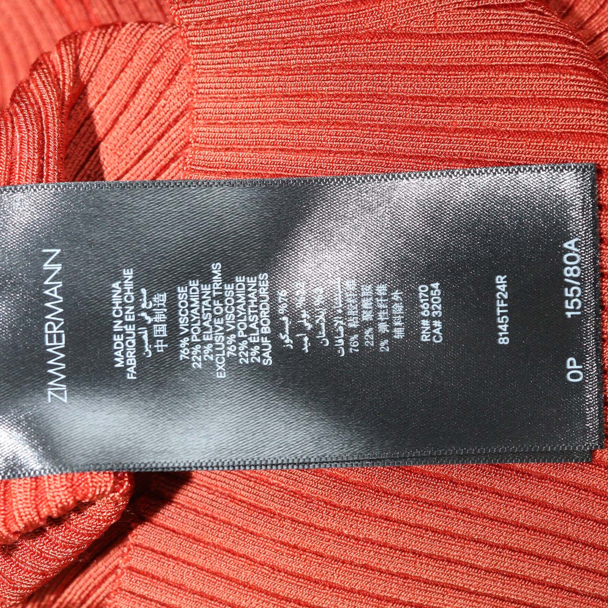 Zimmermann Brick Orange Blend Viscose Knitted Long Sleeve Polo Shirt