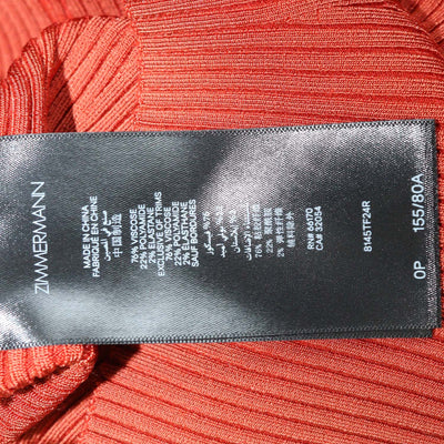 Zimmermann Brick Orange Blend Viscose Knitted Long Sleeve Polo Shirt