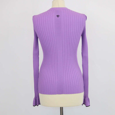 Emilio Pucci Purple Blend Viscose Ribbed Knit Sweater