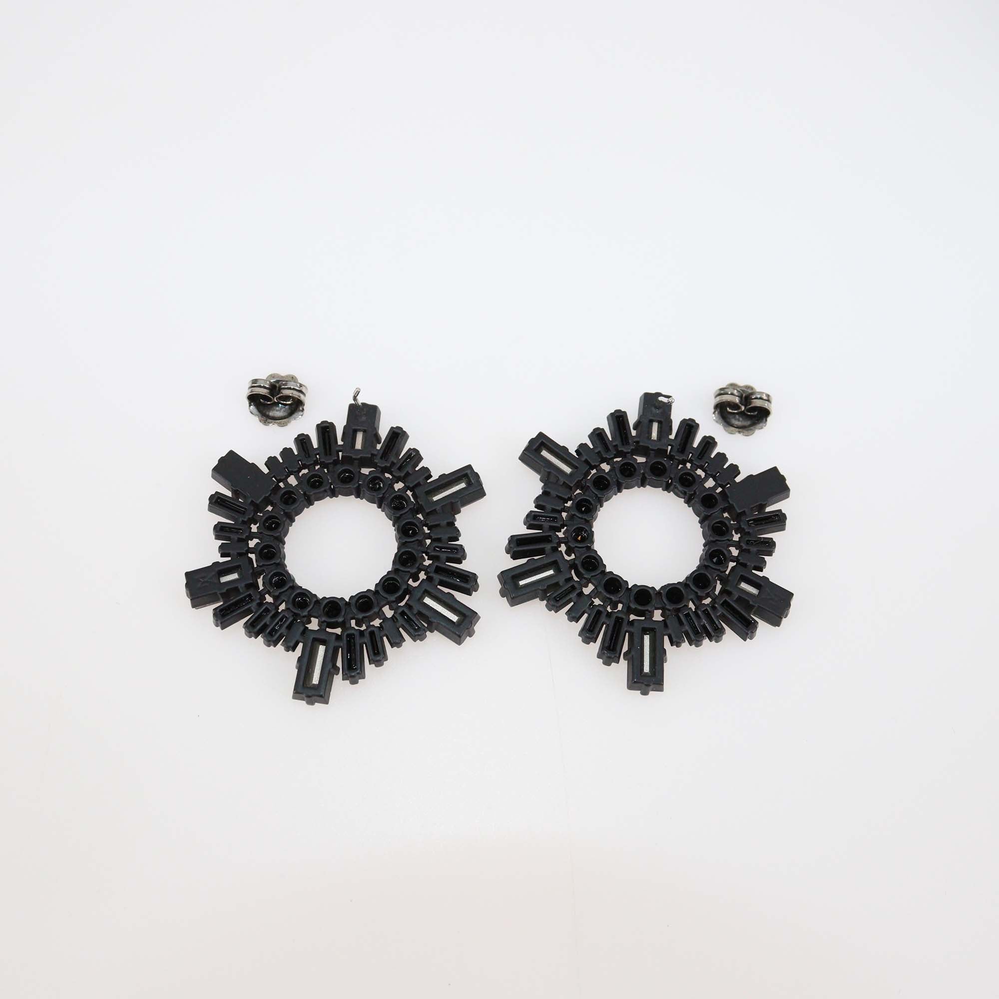 Amina Muaddi Black Crystal Begum Earrings