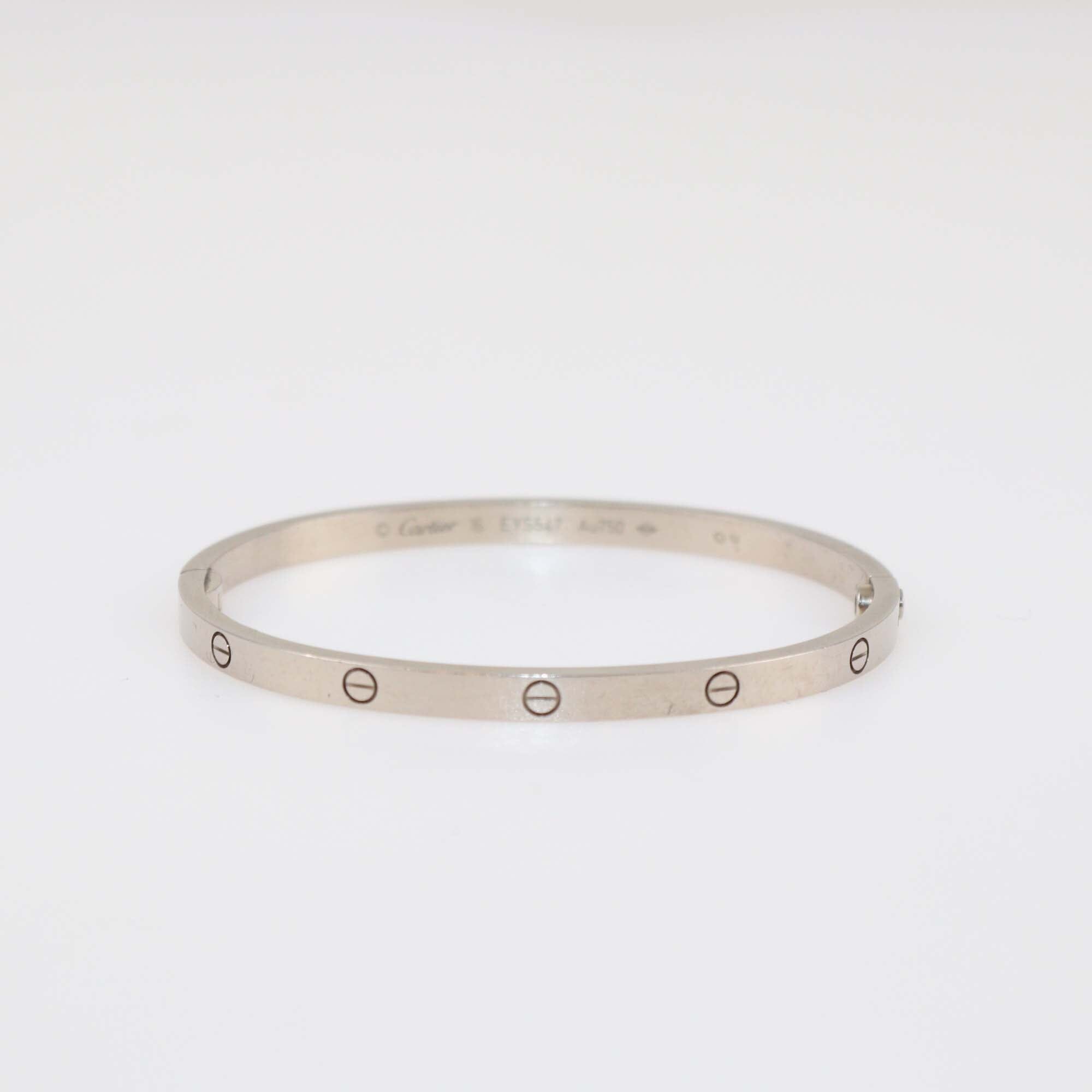 Cartier 18K White Gold Love Small Model Bracelet Size 16 Womens Cartier 